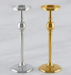 Modern Metal Pillar Candle Holder Stand (Gold & Silver Finish)