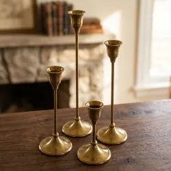 Vintage Brass Taper Candle Holders Set